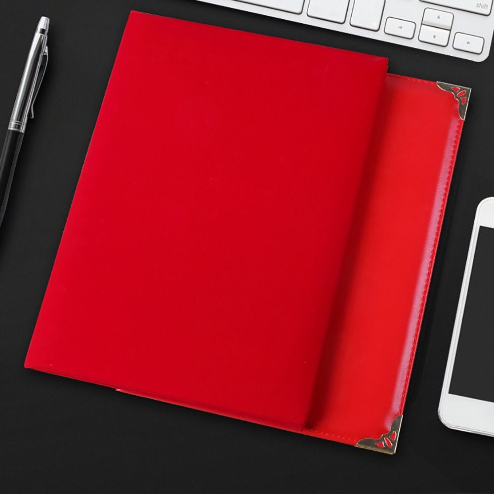 1Pcs Plush Surface Certificate Cover Thicken File Page Folder  Signing Contract
