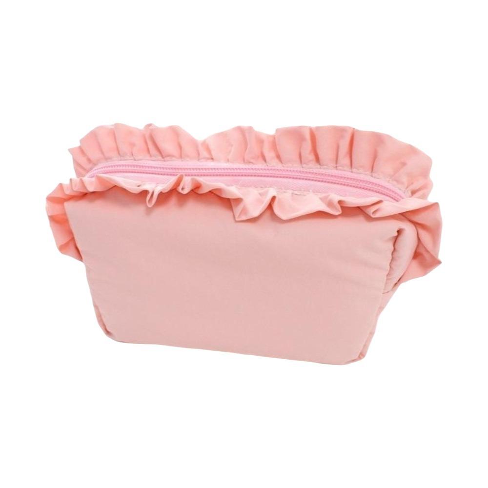 Solid Color Ruffle Makeup Bag Large Capacity Toiletry Organizer Creative Cosmetic Cases Travel