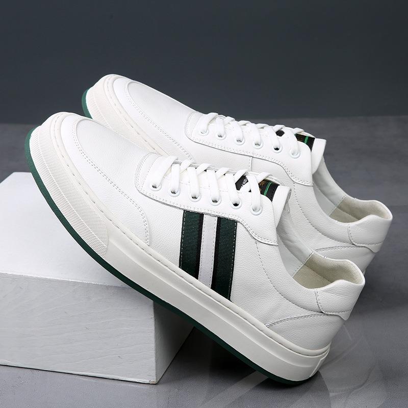 Весенняя мужская обувь дышащая тонкая новая модная обувь кожаная универсальная повседневная обувь для скейтборда мягкая воловья кожа белая обувь мужская