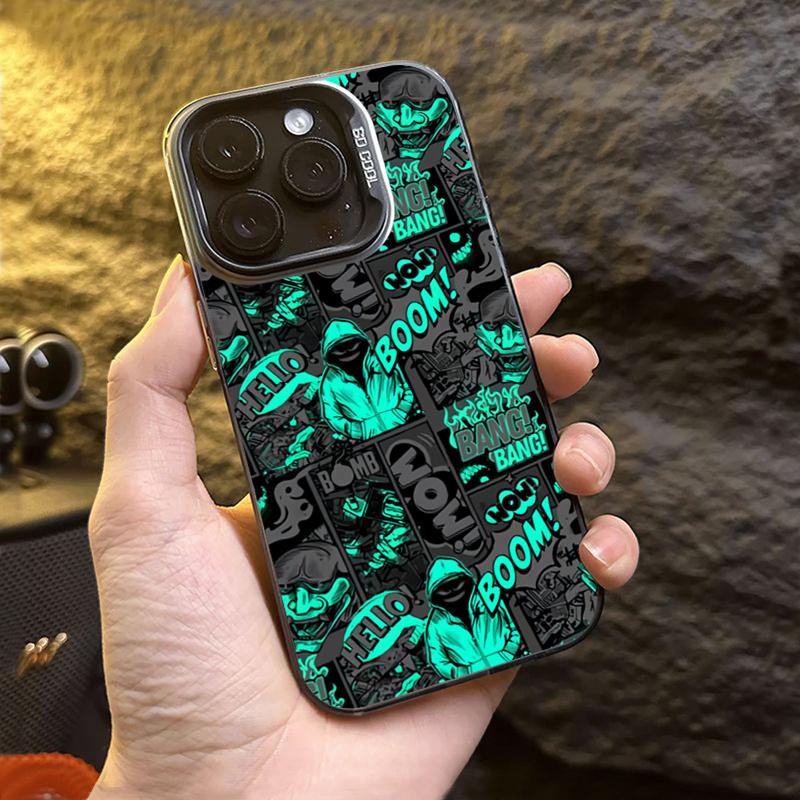 Черный чехол для телефона в стиле комиксов для iPhone 14 Pro Max Plus 16 15 11 12 13 Pro Max Mini X XS XR 7 8 Plus SE Противоударный чехол