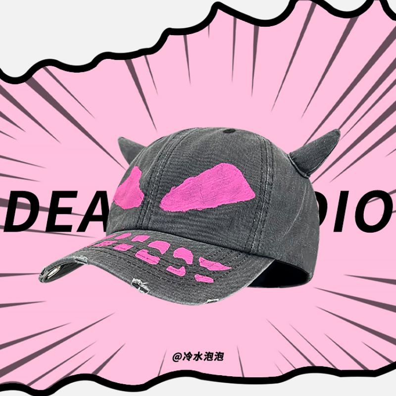 Бейсболки в американском стиле панк с изображением демонического рога и граффити для женщин, летние и осенние уличные тренды, универсальные мужские шляпы в стиле хип-хоп Y2K