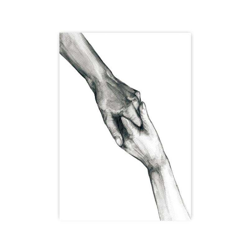 Черно-белый романтический плакат «рука об руку» с принтом на холсте, современная картина с цитатами о любви, настенная художественная картина для пар, влюбленных, декор комнаты