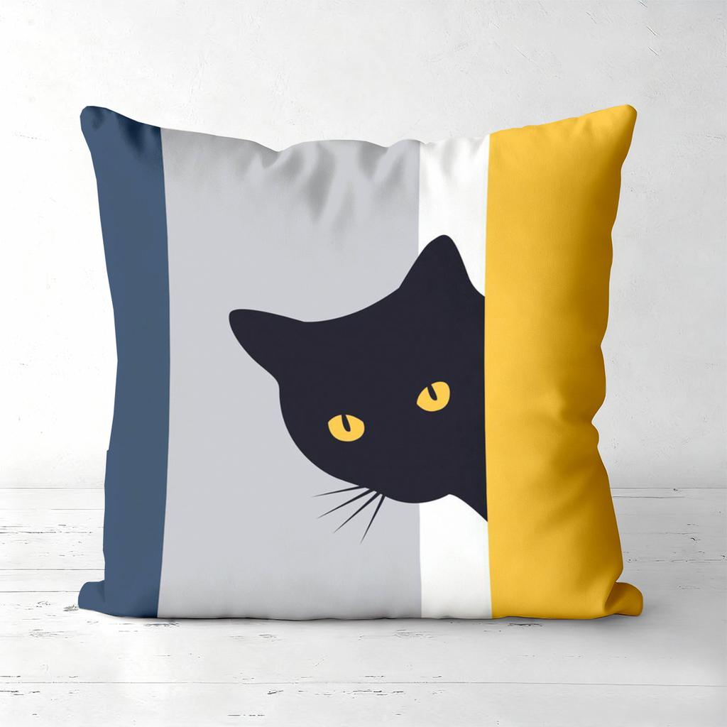 Cute Black Cat Patterned Cushion Covers for Home Polyester pillowcase, sofa decorative cushion cov Headboard Pillow