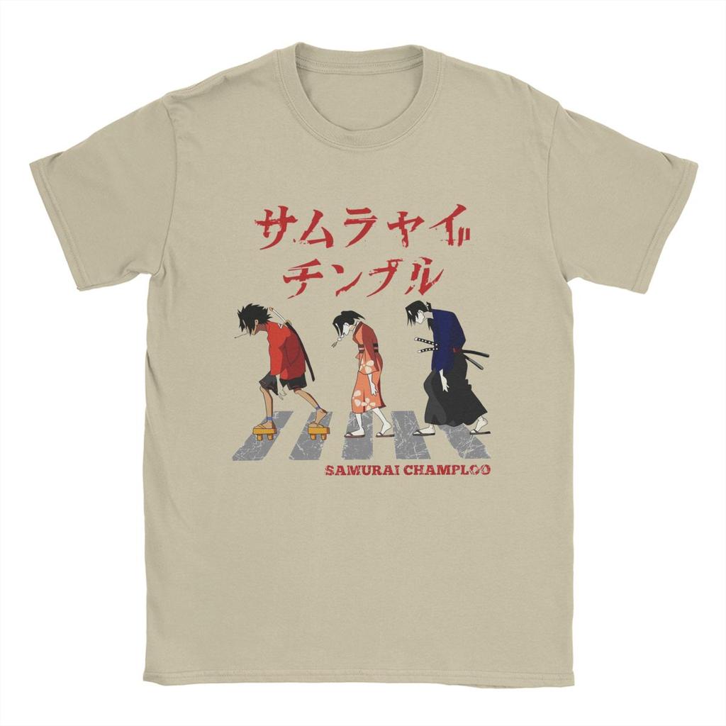 Samurai Champloo Walking Fuu Mugen Jin Футболки Мужские Чистый Хлопок Забавные Футболки Футболки с Круглым Вырезом Одежда с Коротким Рукавом С Принтом