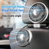 Car USB Fan Dual Head Cooling Air Fan Independent Switch 3-Speed 360 Degree Adjustable Auto Headrest Fan for Rear Seat New