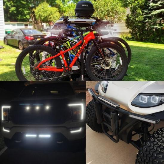 2x White 15-LED Light Bar Stop Turn Tail Reverse Backup Truck Trailer Waterproof