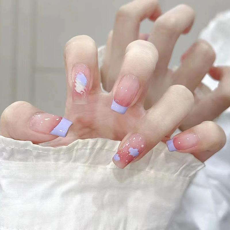 24Pcs Red Long Ballerina Fake Nails With Butterfly Camellia Design Wearable Press On Nail Tips For Manicure Art