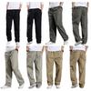Мужские брюки-карго, весна-осень, эластичная талия, однотонные повседневные свободные брюки с большим карманом, мягкие мужские прямые широкие брюки, мужская одежда