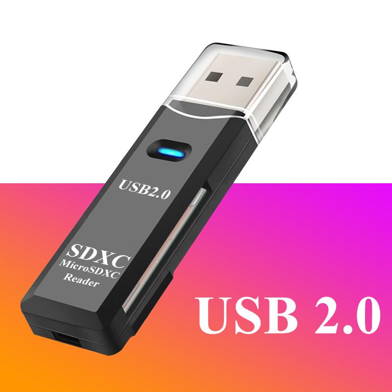 2.0 Кардридер 2 В 1 Кардридер для ПК Micro SD TF Карта Памяти Ридер Мультикарт Ридер Адаптер Флеш-накопитель Аксессуары для ноутбука AVE