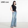 JINYUJIE Women's Loose Wide-Leg Mid-Waist Jeans