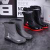 Fashion Rain Shoes Men's Short Anti Slip Mid Tube Rain Boots Short Water Shoes with Velvet Work Shoes