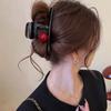 Fashion Acrylic Red Bead Hair Claw  for Women Korean Elegant Large Ponytail Shark Hair Crab Clip Barrettes Hair Accessories