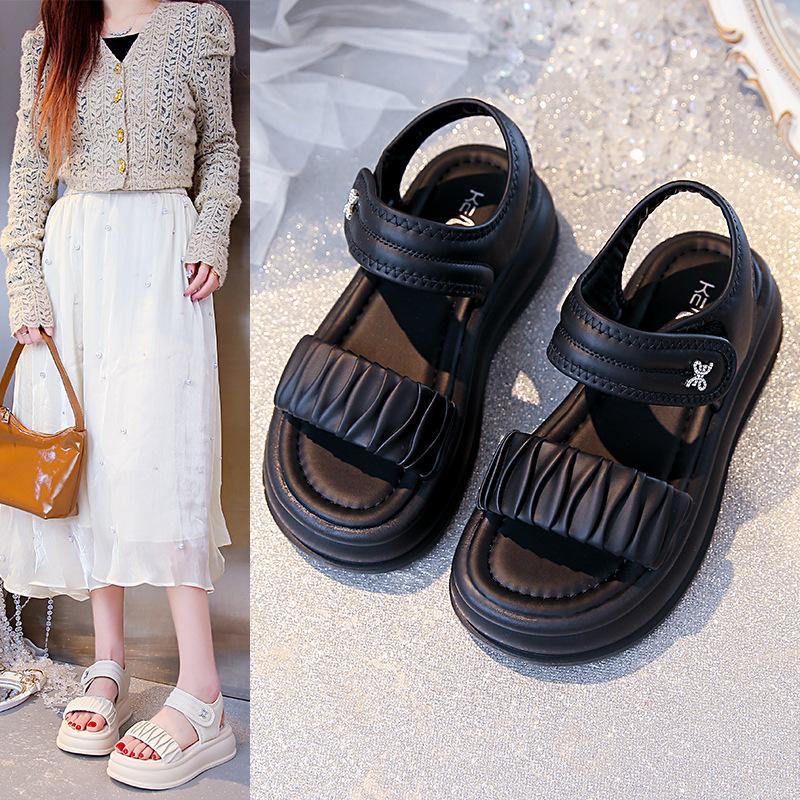 Sandals Women's Outer Wear 2025 Summer New Thick-soled Muffin Shoes with Skirts Flat-soled Roman Cool Slippers