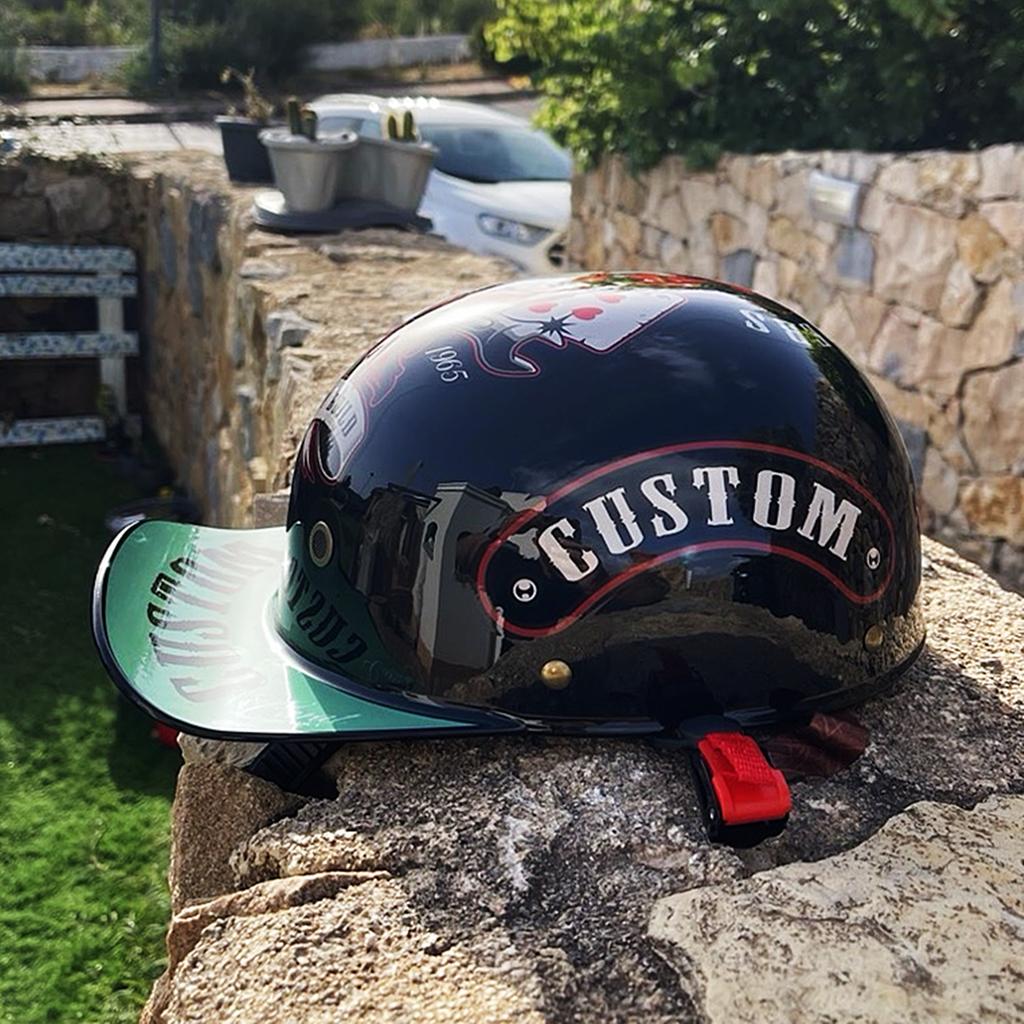 Motorcycle Half Helmet Vintage Open Face Unisex-Adult Half Helmets for Scooter Moped Cap Street Cruiser