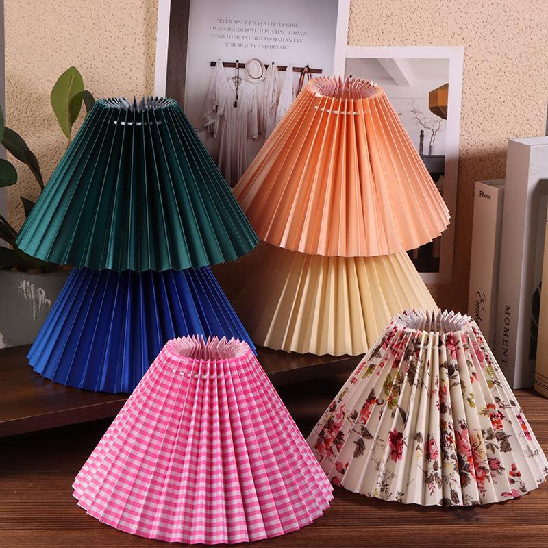 1Pc Ceiling Decor Fabric Pleated Lampshade Modern Washable Table Lamp Cover Diy Retro Chandelier Cloth Cover Living Dining Room