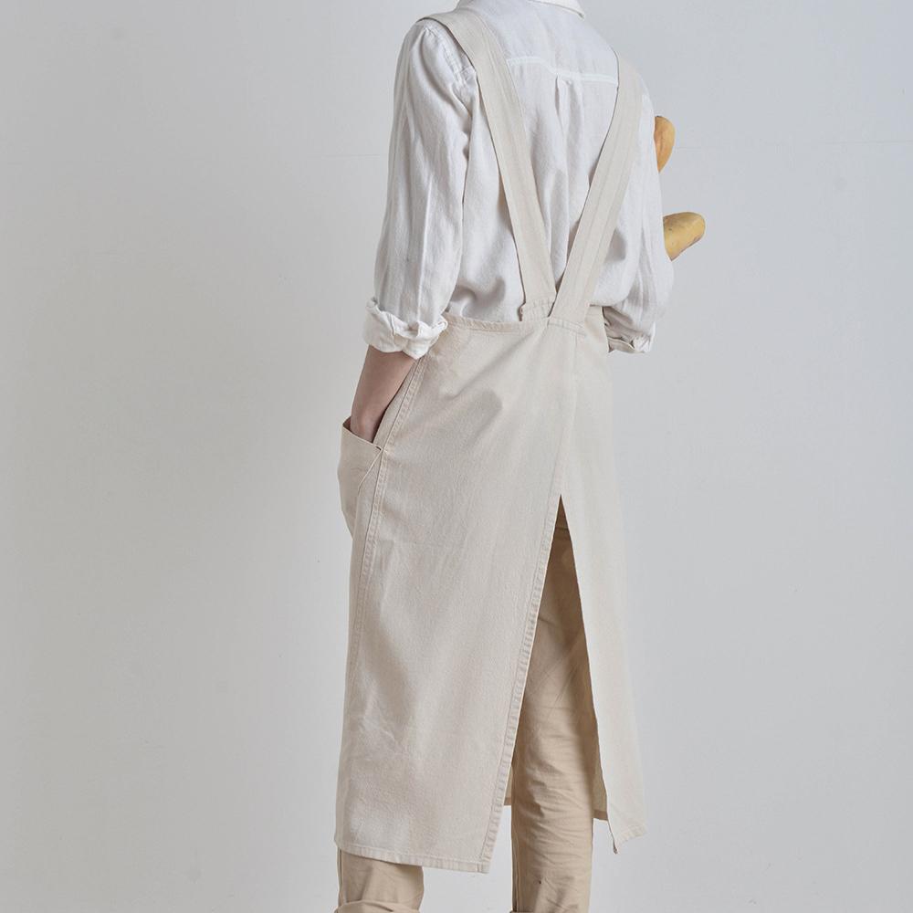 Хлопковый льняной кухонный фартук с карманами для повара, садоводства, работы с крестообразной спиной, для женщин и мужчин, с большим передником, для выпечки, кулинарии