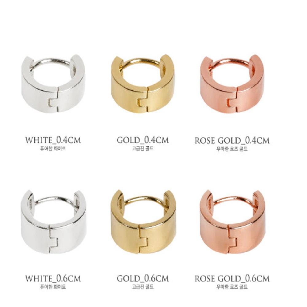 (Silver) Bold One-Touch Ring Earrings