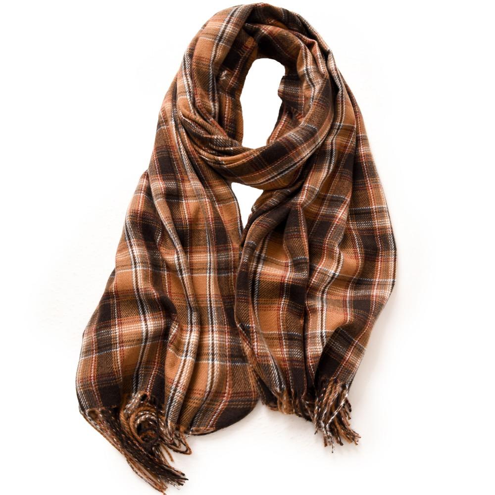 180*68cm Imitation Cashmere Scarf Vintage Plaid Printed Mujer Foulard Blanket Autumn Winter Warm