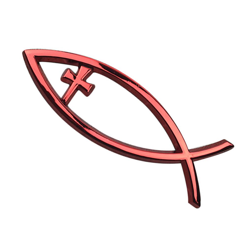 Religious Cross Car Window Stickers Waterproof Jesus Fish Badge Christian Ichthys Fish Sticker for Laptops Refrigerators