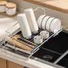 Расширяемая подставка для сушки посуды из нержавеющей стали с сеткой-фильтром, кухонный органайзер для сушки тарелок, мисок и чашек