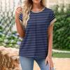 Женская свободная футболка с круглым вырезом и короткими рукавами, весна/лето для отдыха в полоску с принтом