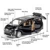 1:24 Vellfire Alphard Сплав MPV Модель Игрушечная Машина Металл Литье под Давлением Двери Открываются Звук Свет Бизнес-Машины Модели Детское Хобби Украшения