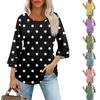 Женские топы с рукавами-колокольчиками 3/4, летние плиссированные рубашки с круглым вырезом, модные нарядные повседневные блузки-туники свободного покроя