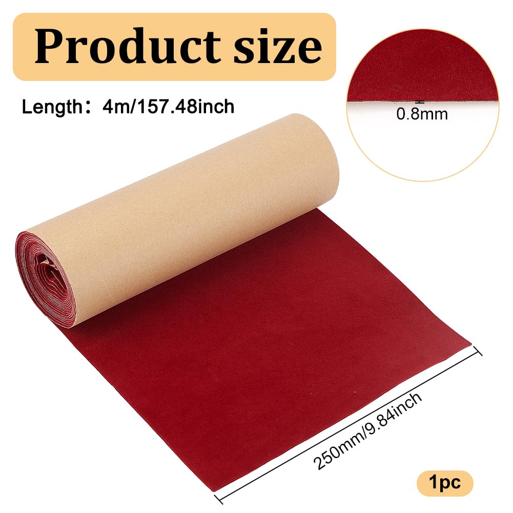 BENECREAT 4 м рулон проклеенной бархатной ткани темно-красный бархат ширина ткани толщина 25 см велюровый самоклеящийся бархат флокированный подкладка для изготовления ювелирных изделий шкатулка