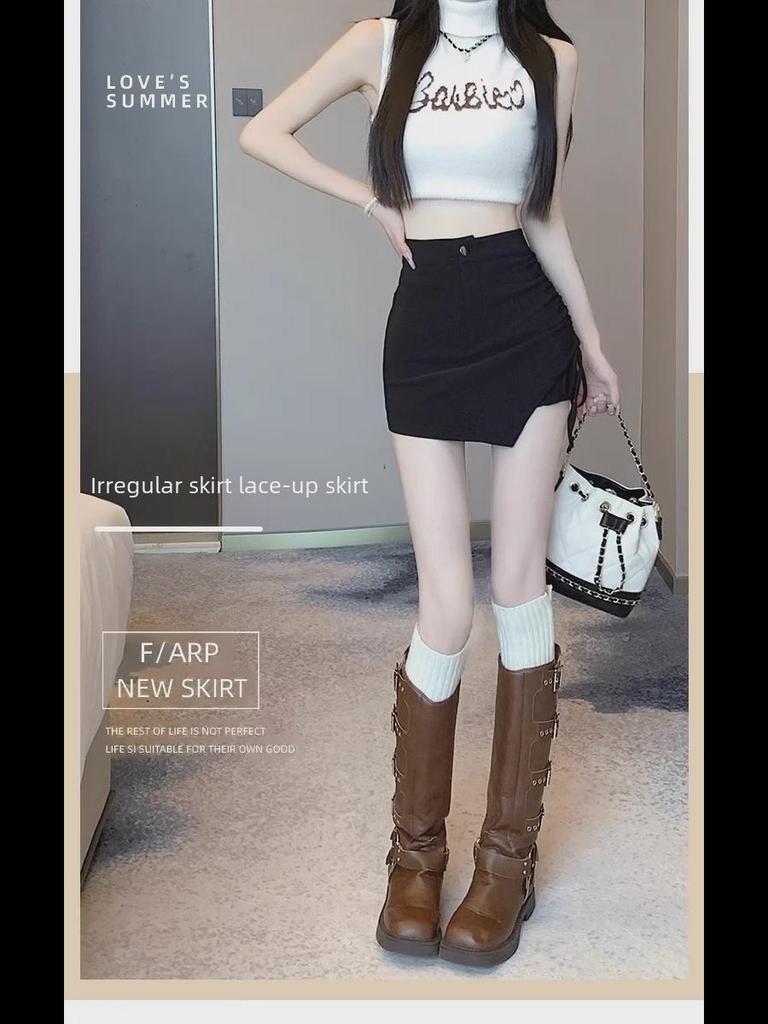 Women’s Spring 2024 Fashion: Korean A-Line Skirt with Drawstring Waist