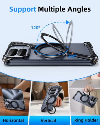Металлический бампер Oatsbasf для Google Pixel 10 Pro Fold, Z-образной формы, тонкий чехол для телефона с магнитным кольцом-подставкой, простая задняя крышка
