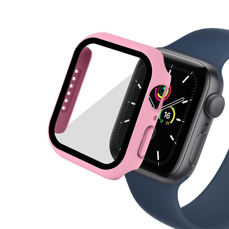 Стекло + чехол для Apple Watch, чехол серии 44/40/41/45/42/38 мм, аксессуар для iWatch, защитная пленка для экрана Apple watch 8 7 6 SE 5 3