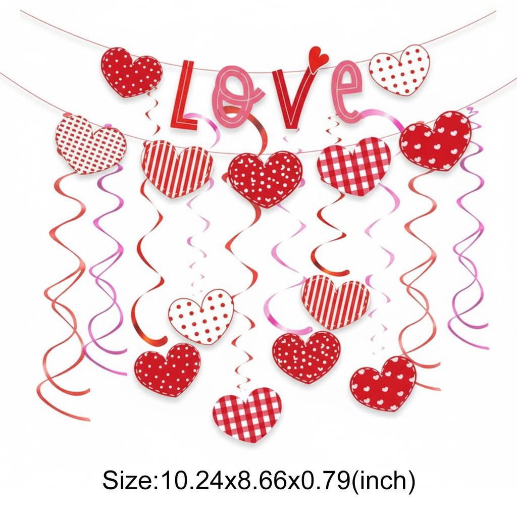 Heart Design Spiral Pull Flag Wedding Flag Hanger for Valentine Day Wedding Party Decorations
