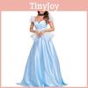 Потрясающее взрослое платье принцессы Золушки из элегантного синего полиэстера для вечеринок на Хэллоуин