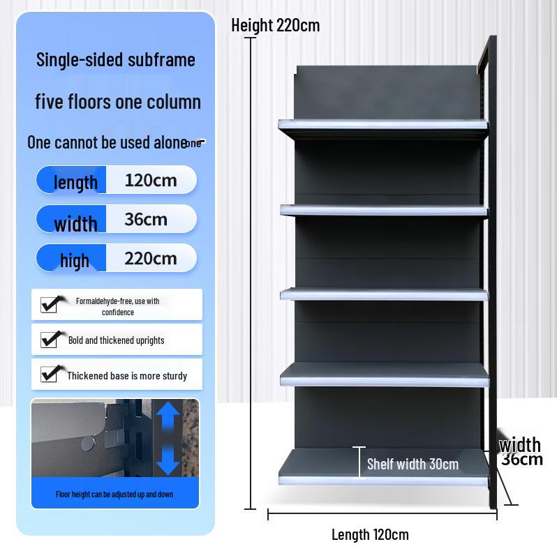 Four-Post Gray Display Rack for Convenience, Stationery, and Mother & Baby Stores, Multi-Layer Single/Double-Sided Snack Shelving.