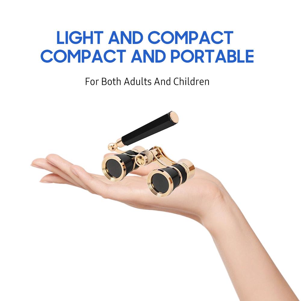 Мини-металлический бинокль 3x25, легкий ретро-бинокль со встроенной складной ручкой для взрослых