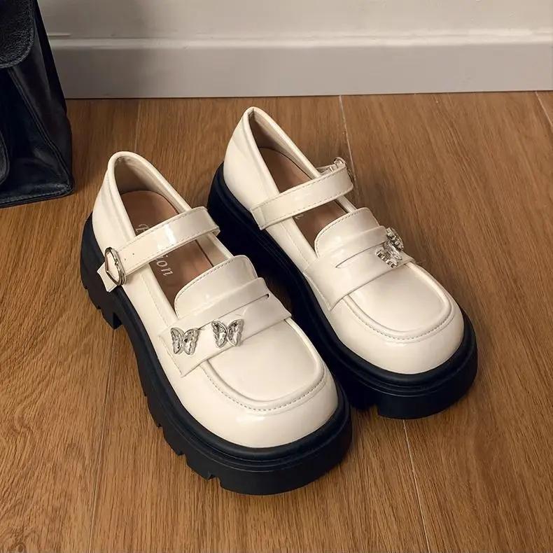 Модные женские туфли-лодочки с круглым носком, лоферы, женская обувь на платформе со средним каблуком, повседневная обувь, нескользящая, лето 2025, шикарный и элегантный тренд