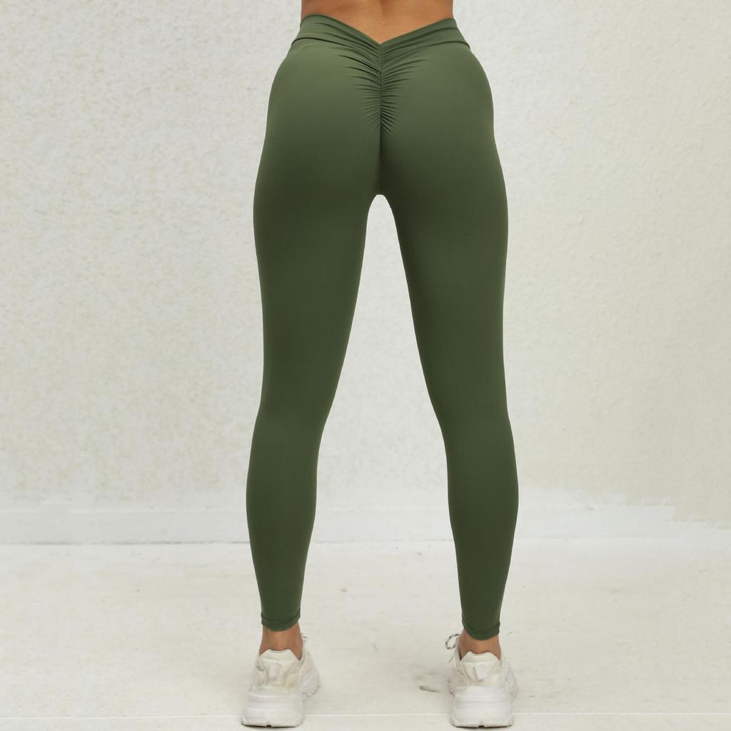 Chic V-Back Butt-Lifting Sports Leggings: Seamless Peach-Enhancing Yoga Pants