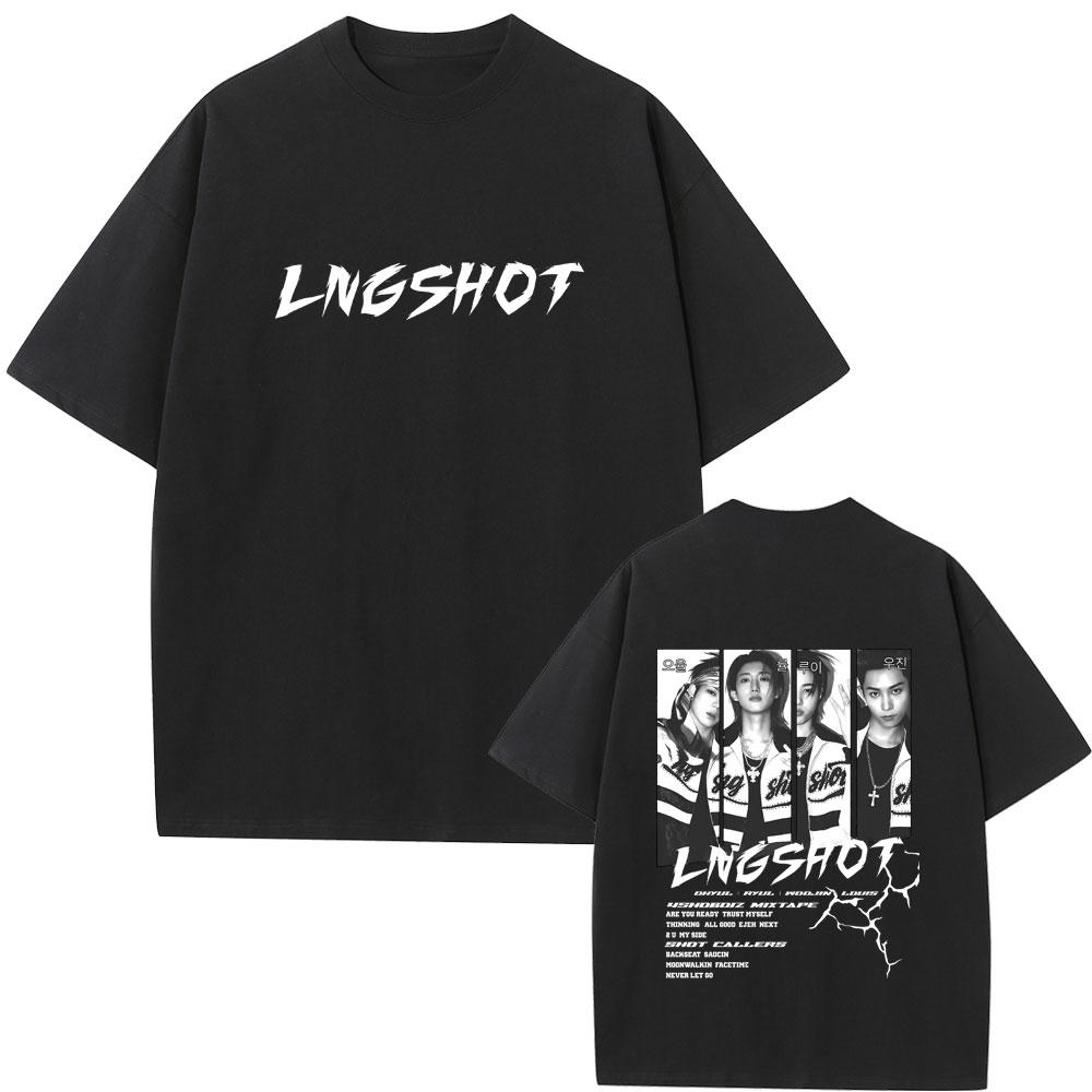 Корейская группа Lngshot 4SHOBOIZ МИКСТЕЙП Shot Callers Футболка Унисекс Женская K-pop Мода Уличная одежда Унисекс Повседневная Мягкие хлопковые футболки