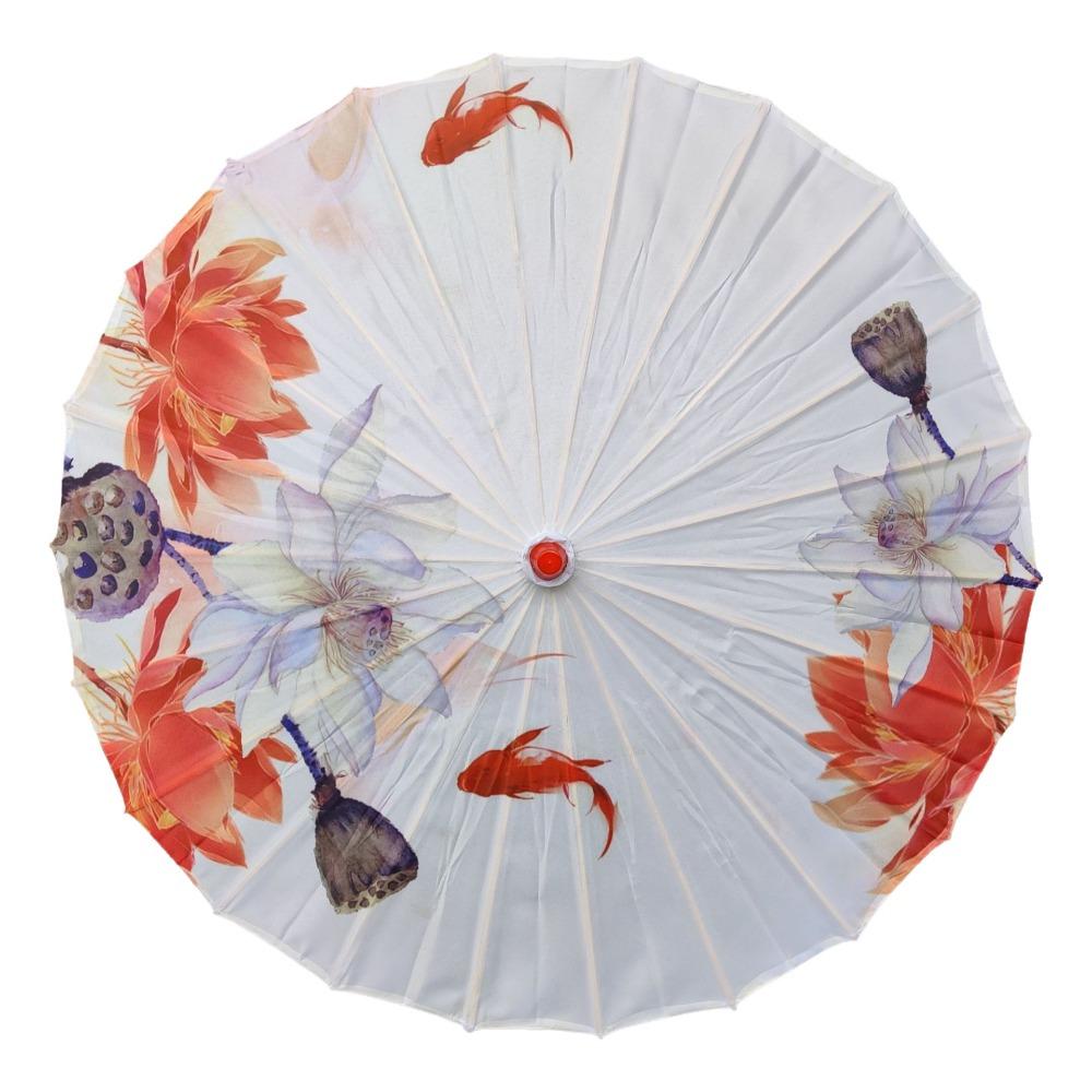 Vintage 70 cm Silk Cloth Women Umbrella Handheld Folding Classical Oil Paper Umbrella Rainproof Decorative Costume Parasol Party