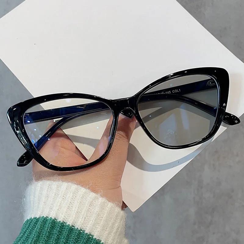 Фотохромные очки для близорукости «кошачий глаз» для женщин, защитные от ультрафиолета, очки для близорукости, изменяющие цвет, диоптрии до -4,0