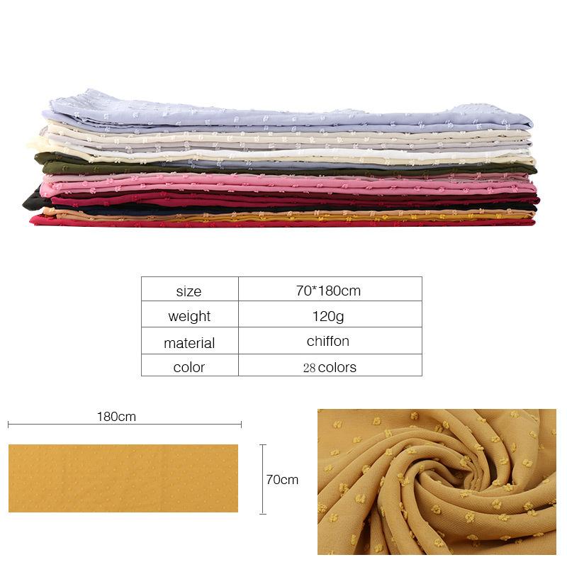 Solid Color Pom Pom Bubble Chiffon Hijab Scarf Fashion Women Long Shawl Wrap Muslim Headband Islamic Sjaal Turban