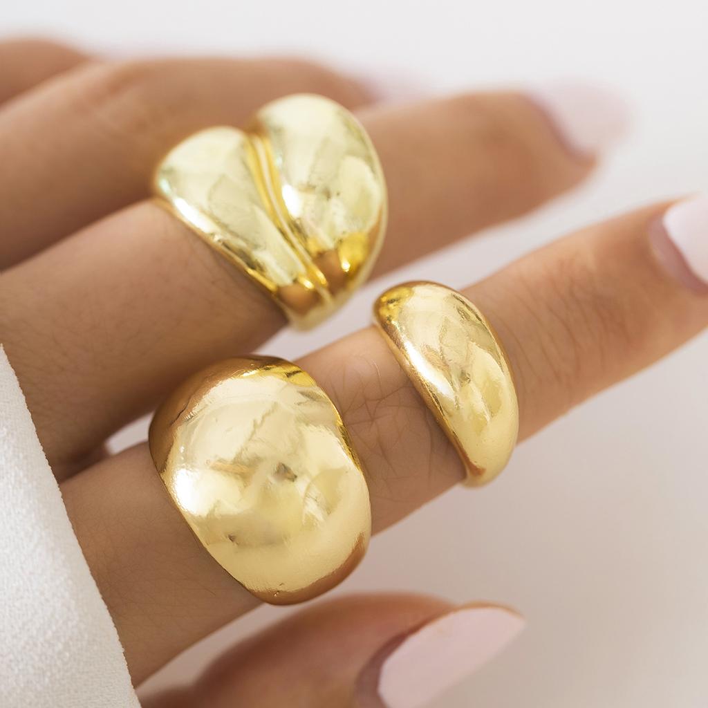 3Pcs/Set Sizes 8 Vintage Glossy Metal Rings for Women Wedding Bridal Punk Geometric Knuckle Ring Fashion Jewelry Steampunk Men