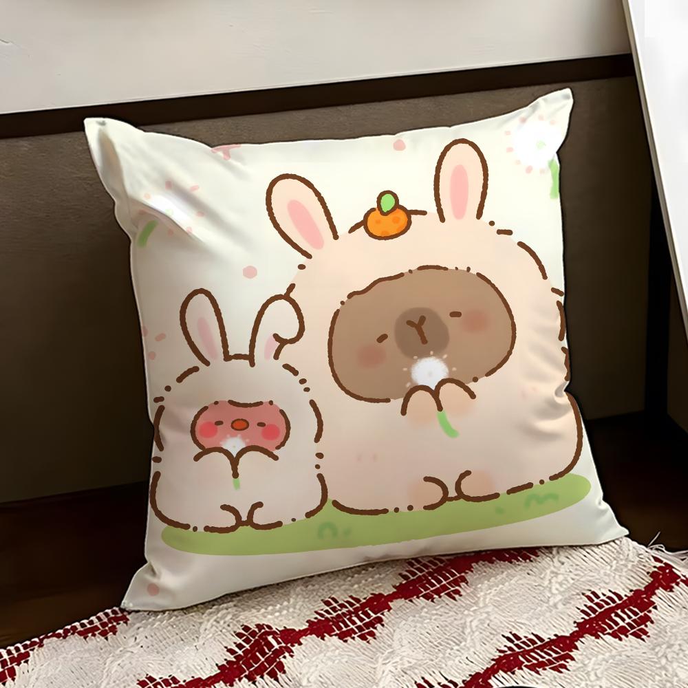 Cute CCapybara Cushion Cover Reversible Soft Durable Pillow Cover Home Car MultiScene Use for Daily Comfort