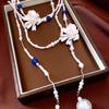 Ручная работа Многослойное Жемчужное Ожерелье с Цветочным Шармом Регулируемая Длина Украшение на Шею Для Женщин Модные Украшения