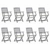 VidaXL Set of 8 Outdoor Folding Chairs with Cushions, Patio Seats, Dining Chairs, Patio Furniture 3078264