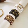 Bohemian bracelet stacking set, retro ethnic wind wood beads, crystal soft pottery beaded bracelet bracelet.