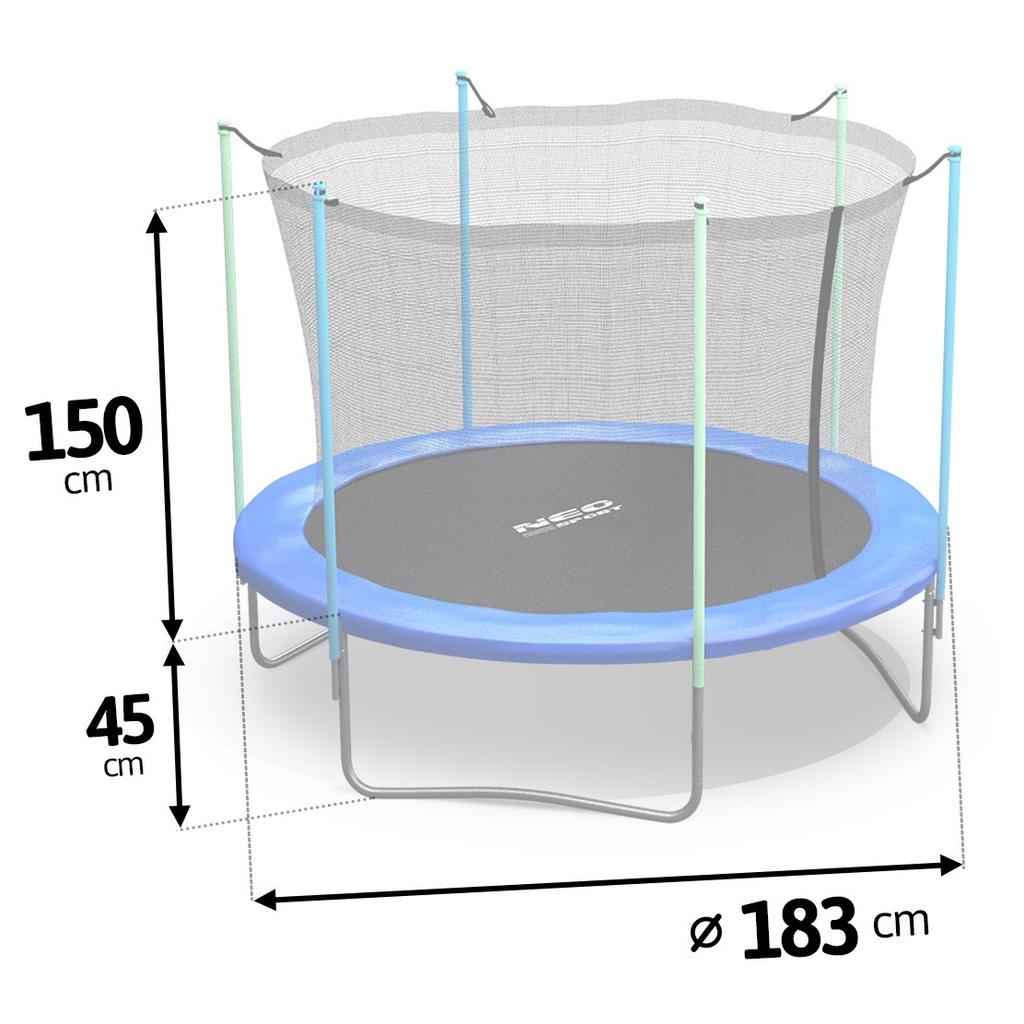 Garden Trampoline 6Ft/ With Inner Safety Net And Ladder, Neo-Sport