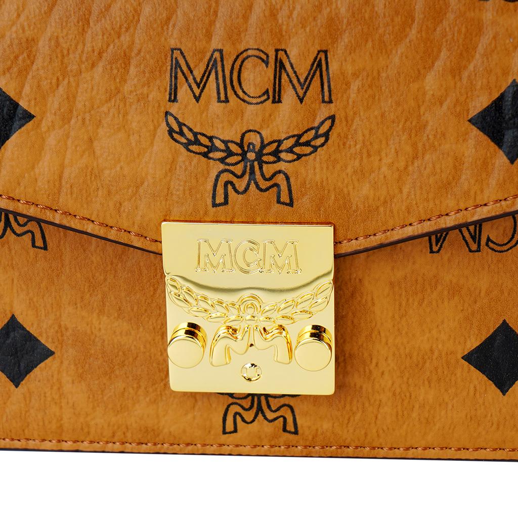 MCM Tracy Съемный цепочный плечевой ремень Мини-кошелек-кроссбоди из принтованного покрытого холста для женщин Сумка-кроссбоди Коньяк MYADAXT01CO001