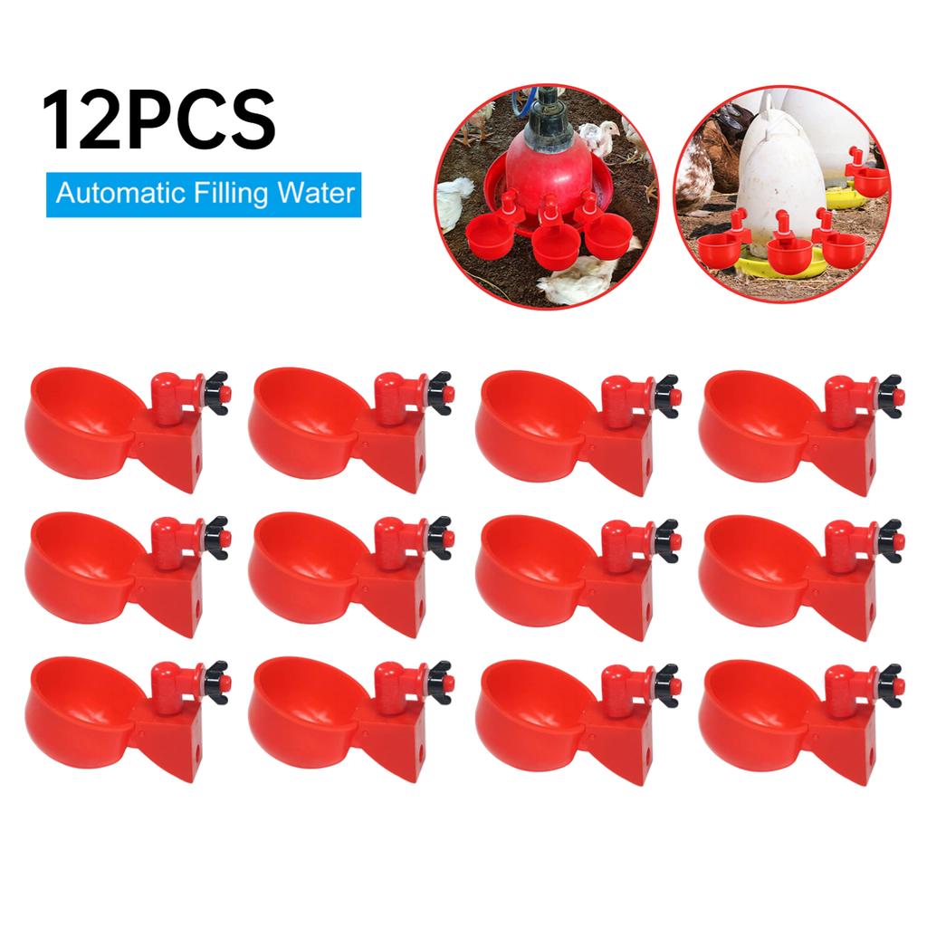 60PC Chicken Drinking Cup Automatic Drinker Chicken Feeder Poultry Waterer Drinking Water Feeder for Chicks Duck Goose Quail