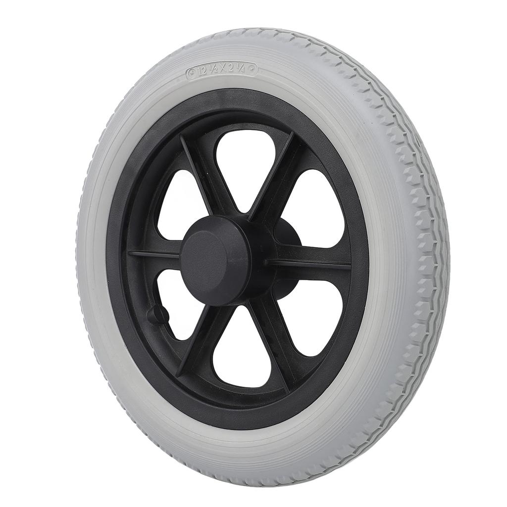 Колесо для инвалидной коляски 12 дюймов, твердое полиуретановое колесо, нескользящее, ручное, запасные части для инвалидной коляски, серое